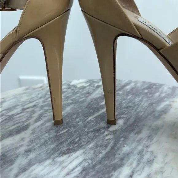 Jimmy Choo Tan Patent Leather Heels