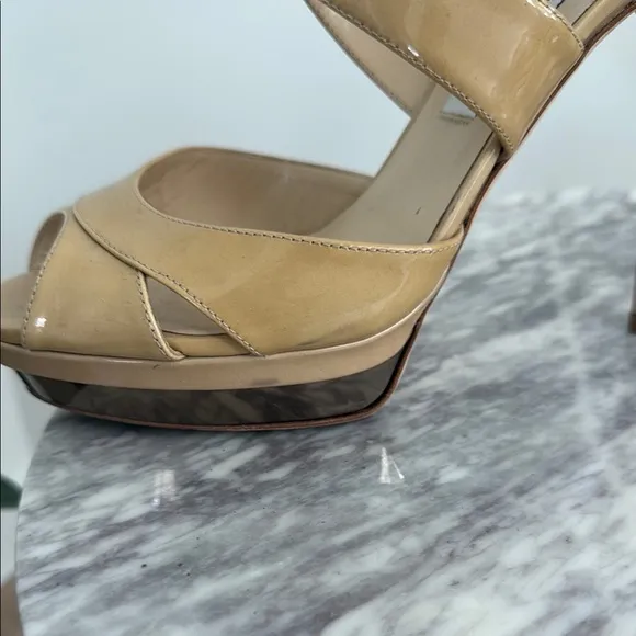 Jimmy Choo Tan Patent Leather Heels