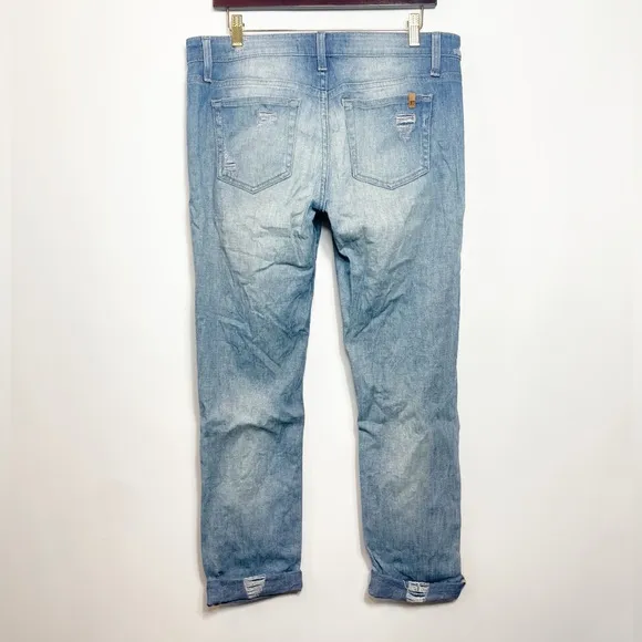 Joe’s Mid Rise Distressed Destroyed Boyfriend Jeans with Cuff High Wash Size 30