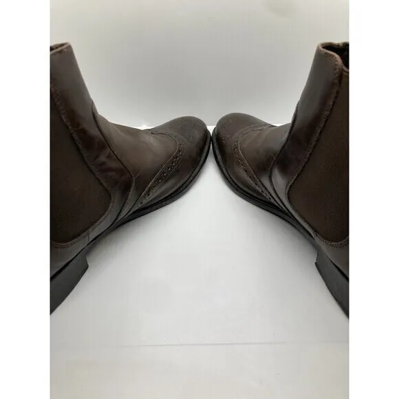 John Varvatos Mens Sz 12 M Brown Leather Chelsea‎ Long Wing Brouge Ankle Boots