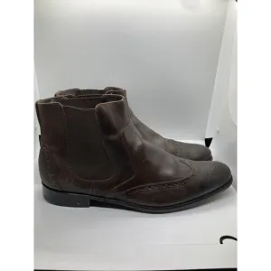 John Varvatos Mens Sz 12 M Brown Leather Chelsea‎ Long Wing Brouge Ankle Boots