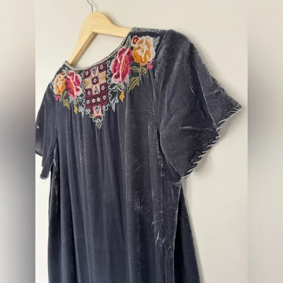 Johnny Was Cherelle Velvet Flutter Sleeve Tunic Dress
