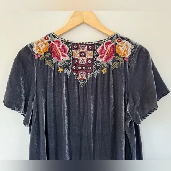 Johnny Was Cherelle Velvet Flutter Sleeve Tunic Dress