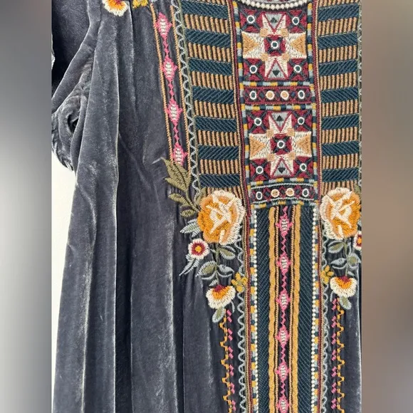 Johnny Was Cherelle Velvet Flutter Sleeve Tunic Dress