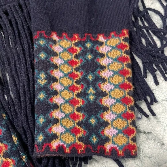 Johnny Was Isadora Navy Fringe Sweater Tunic