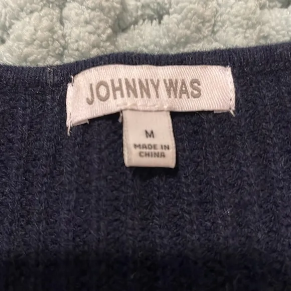 Johnny Was Isadora Navy Fringe Sweater Tunic