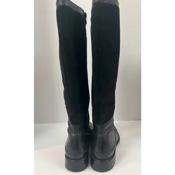 JOHNSTON &amp; MURPHY Lyla Knee High Riding Black Leather Suede Boots 8M