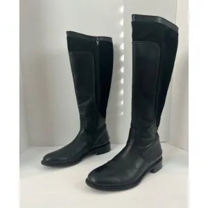 JOHNSTON &amp; MURPHY Lyla Knee High Riding Black Leather Suede Boots 8M