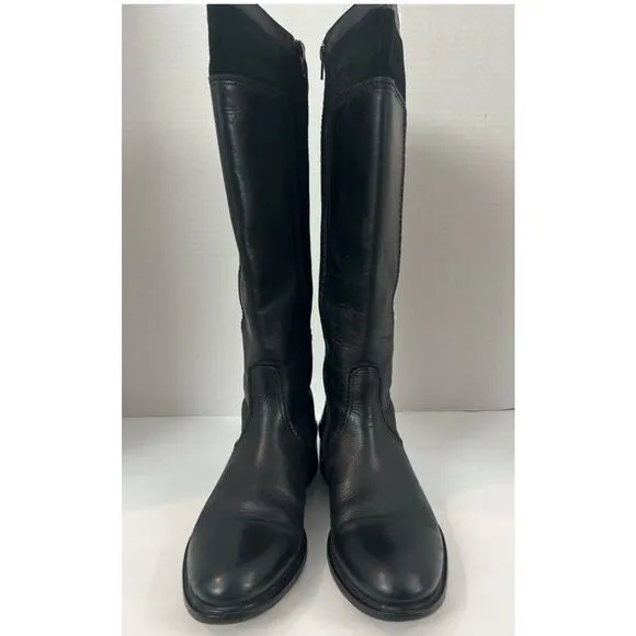 JOHNSTON &amp; MURPHY Lyla Knee High Riding Black Leather Suede Boots 8M