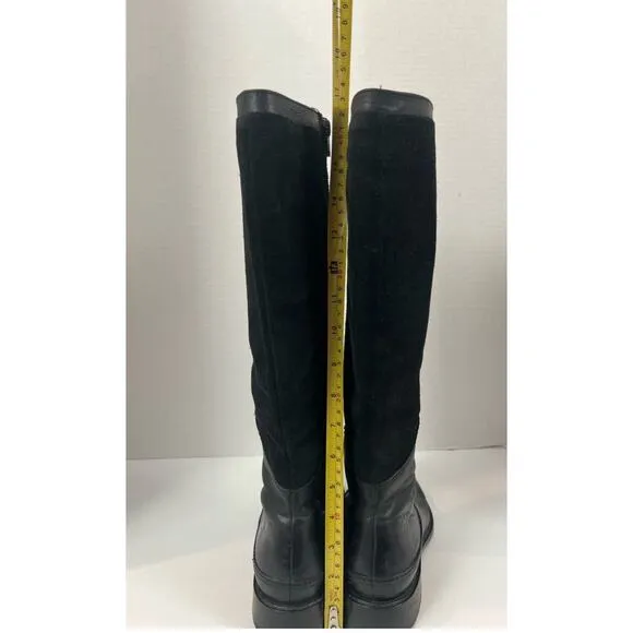 JOHNSTON &amp; MURPHY Lyla Knee High Riding Black Leather Suede Boots 8M
