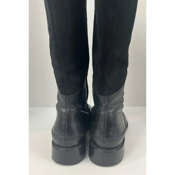 JOHNSTON &amp; MURPHY Lyla Knee High Riding Black Leather Suede Boots 8M