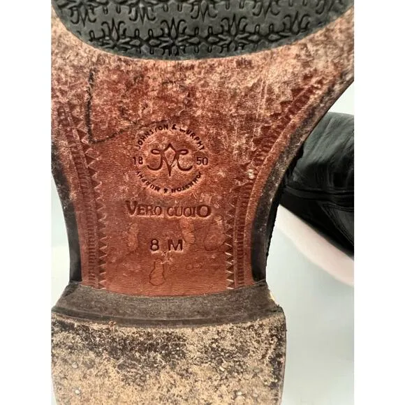 JOHNSTON &amp; MURPHY Lyla Knee High Riding Black Leather Suede Boots 8M