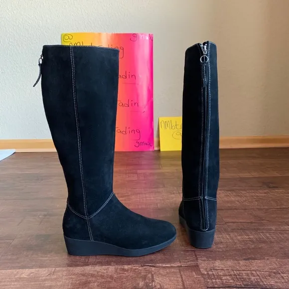 Johnston &amp; Murphy waterproof 8.5M sueded black leather full back zip boots