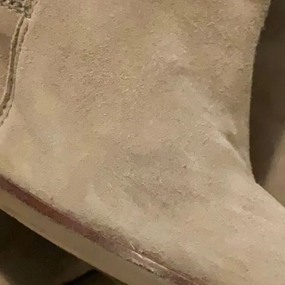 Johnston &amp; Murphy Light Sand Suede Fur Trim Wedge Heel Tall Boots 9