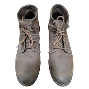 Josef Seibel Brown Leather Lace-Up Soft Ankle Boots With Stacked Heel Size 41