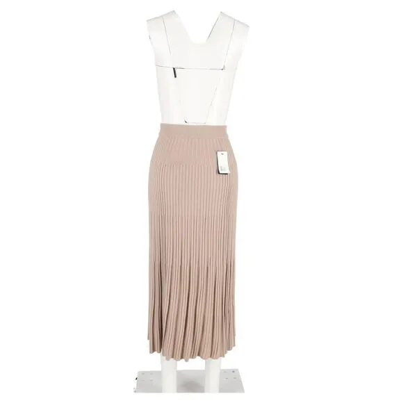 Joseph Ribbed Midi Skirt in Beige Merino Wool