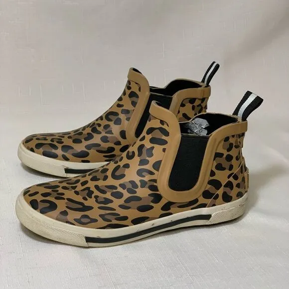 Joules Rainwell Rain Boot Girl’s 12 Leopard Animal Print Rubber Fall Winter