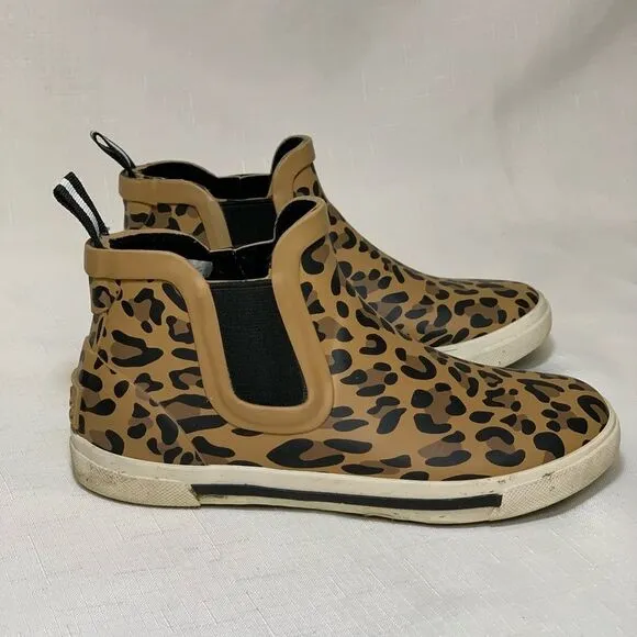 Joules Rainwell Rain Boot Girl’s 12 Leopard Animal Print Rubber Fall Winter