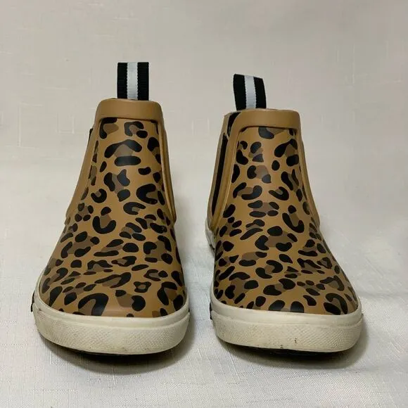 Joules Rainwell Rain Boot Girl’s 12 Leopard Animal Print Rubber Fall Winter