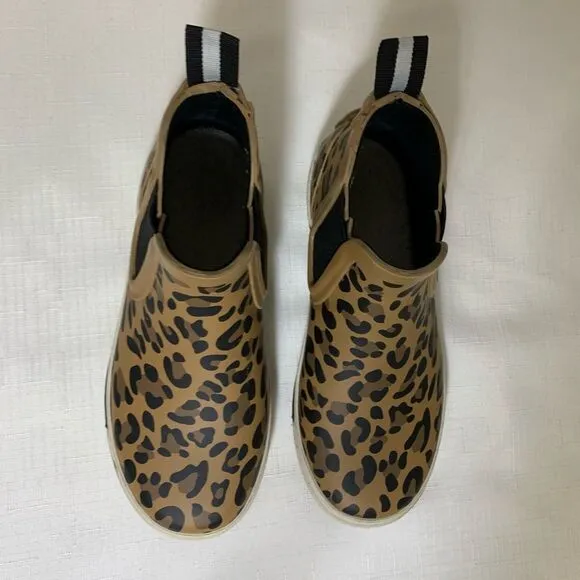 Joules Rainwell Rain Boot Girl’s 12 Leopard Animal Print Rubber Fall Winter