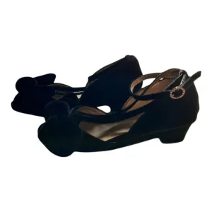 Joyfolie Elegant Black Velvet Heels with Bow Detail