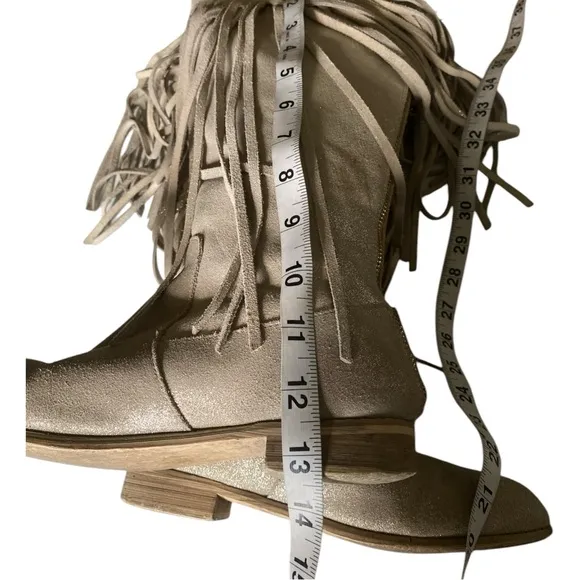 Joyfolie Willowbark Fringe Kids Knee-High Boots Suede Faux Fur Lining
