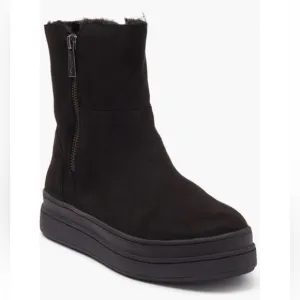 J/SLIDES NYC Black Truly Suede Luxe Boots Size 6M Side Zip New with Box