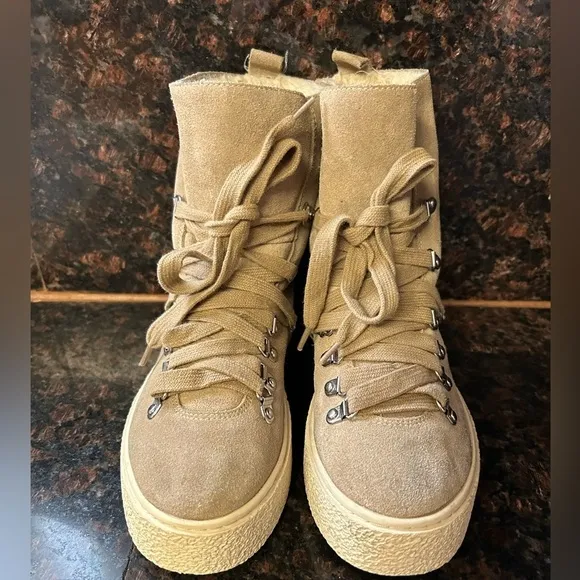 J/SLIDES NYC J Slides leather Faux Fur Lined Bolt Boots 6.5