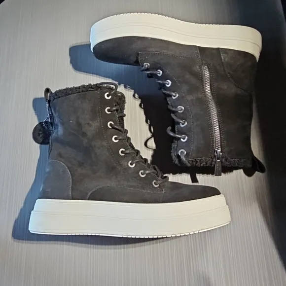 J/Slides NYC‎ Women's Black Torrie Water-Resistant Faux-Fur Boots Size 8 NWOB