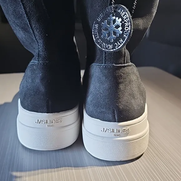 J/Slides NYC‎ Women's Black Torrie Water-Resistant Faux-Fur Boots Size 8 NWOB