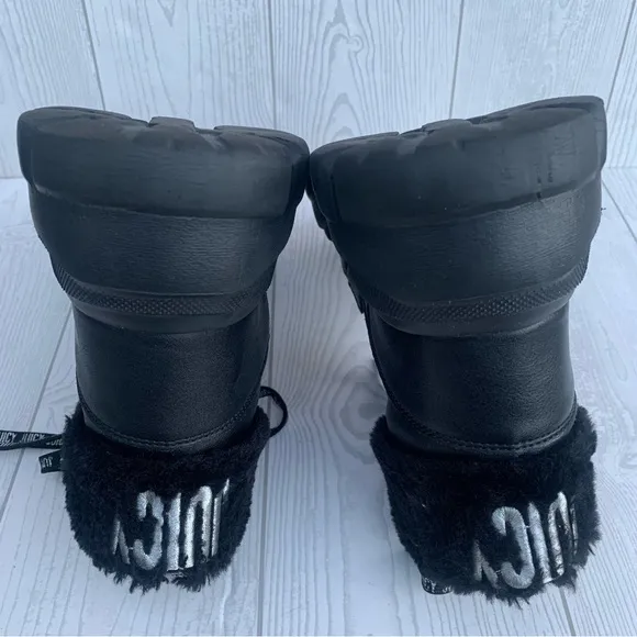 Juicy Couture EMMIE Y2K Black Faux Fur Lace Up Boots