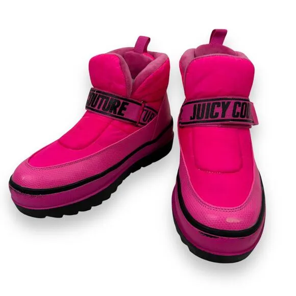 JUICY COUTURE pink black soft cushion snow moon platform boots