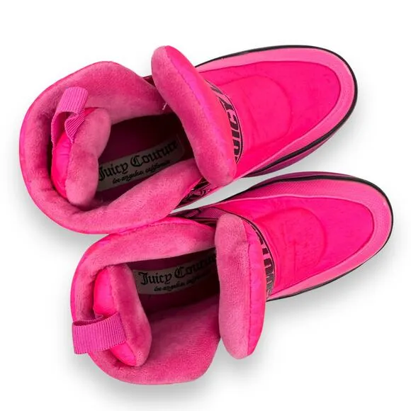 JUICY COUTURE pink black soft cushion snow moon platform boots