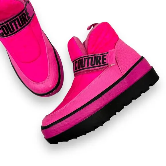 JUICY COUTURE pink black soft cushion snow moon platform boots