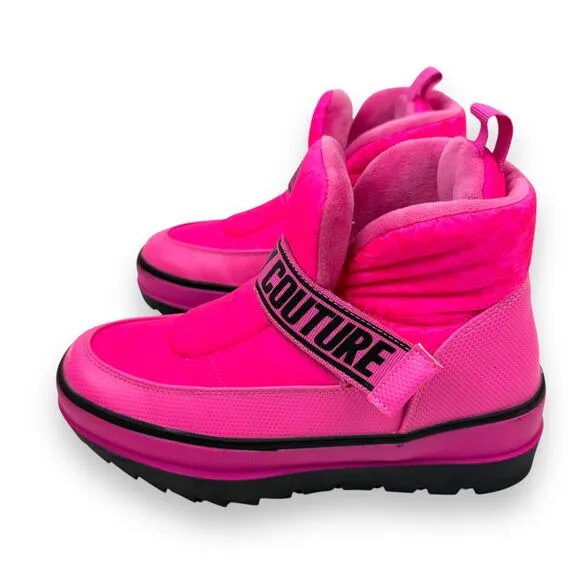 JUICY COUTURE pink black soft cushion snow moon platform boots