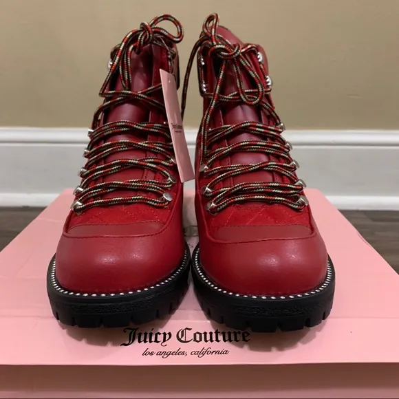 Juicy Couture Red &amp; Black Indulgence Hiker Boots Size 9 Women’s Boots Hiker Boot
