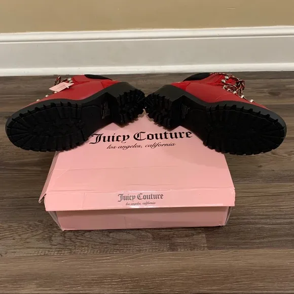 Juicy Couture Red &amp; Black Indulgence Hiker Boots Size 9 Women’s Boots Hiker Boot