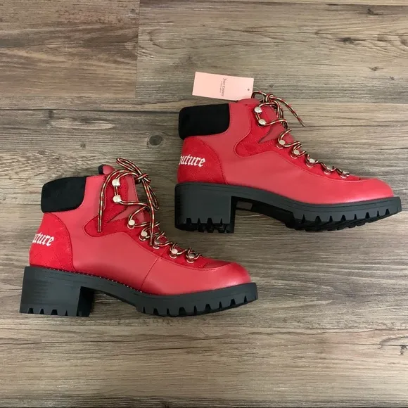 Juicy Couture Red &amp; Black Indulgence Hiker Boots Size 9 Women’s Boots Hiker Boot