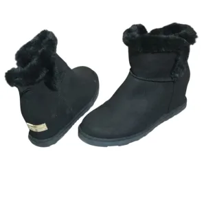 Juicy Couture Womens Black Faux Fur Wedge Ankle Boots Size 9M
