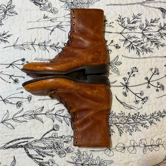 Justin Boots Brown Leather High-Top Boots