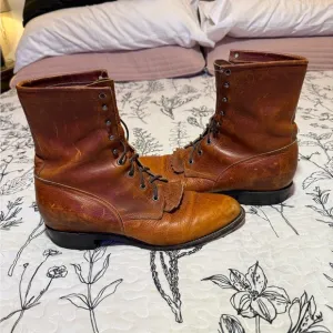 Justin Boots Brown Leather High-Top Boots
