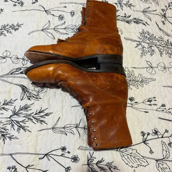 Justin Boots Brown Leather High-Top Boots