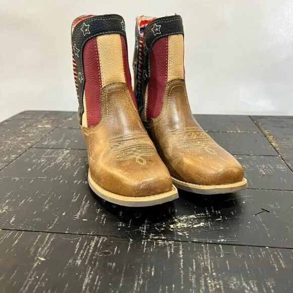 Justin Boots Chellie‎ Patriot Leather Western Cowgirl Short Boots Womens 7.5 B