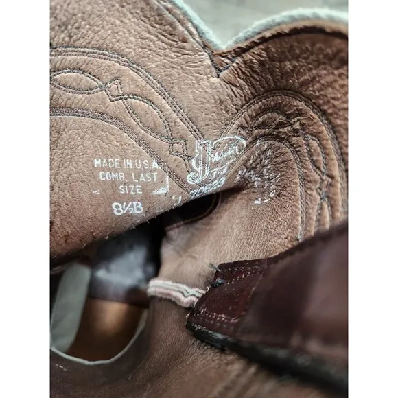 Justin Boots  Full Quill Ostrich Leather Cowboy - Men’s Size 8 1/2 B
