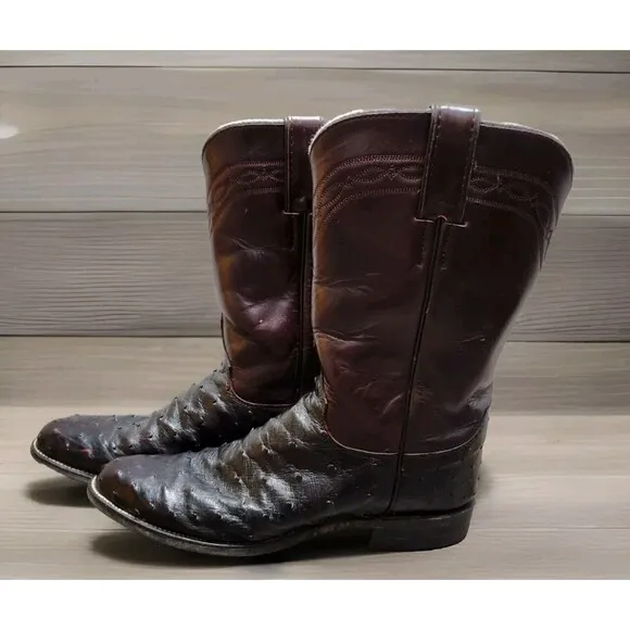 Justin Boots  Full Quill Ostrich Leather Cowboy - Men’s Size 8 1/2 B