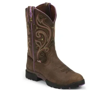 Justin George Strait Western Cowboy Boots Barnwood Brown Womens 5.5   Free Hat!