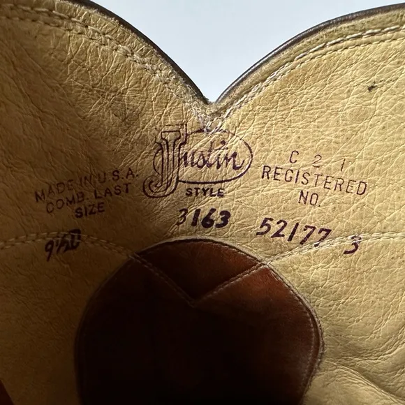 Justin Leather Boots Brown 9.5D