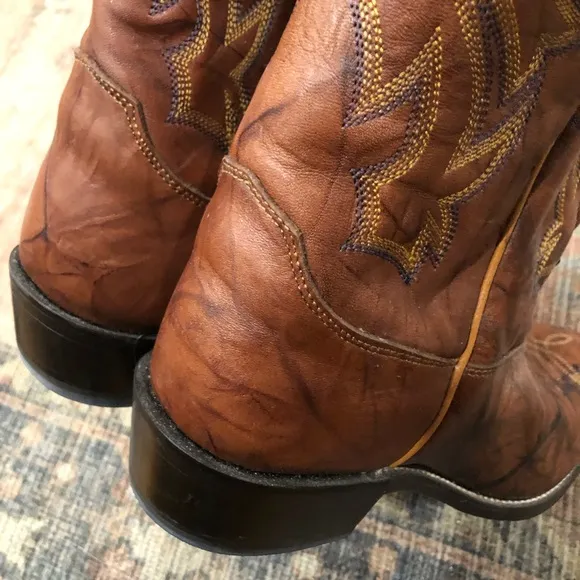Justin Marbled Chestnut Brown Deerlite Cowboy Boots