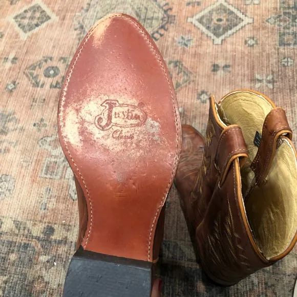 Justin Marbled Chestnut Brown Deerlite Cowboy Boots
