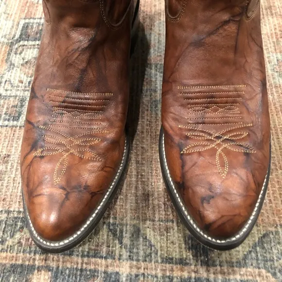 Justin Marbled Chestnut Brown Deerlite Cowboy Boots